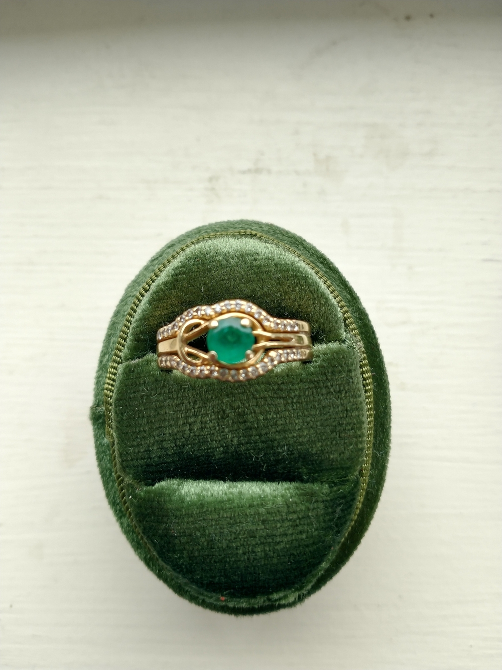 Gold Green Stone Halo Ring - Women Jewelry